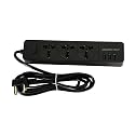DotCom Extension Cord With 3 USB Ports, 3-Way Outlets Power Strip, Surge Protection, 2 Meter 3-Pin Extension Board (Black)