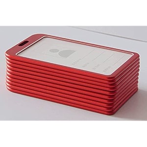 dotpot i cards-natural hard metal aluminum alloy id card holderbadge with scratch guard for office id card vertical red pack of 3