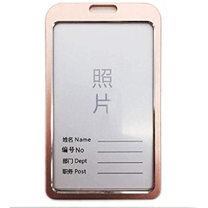dotpot i cards-natural hard metal aluminum alloy id card holderbadge with scratch guard for office id card vertical rose gold pack of 3