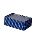 Dotpot i Cards-Natural Hard Metal (Aluminum Alloy) ID Card Holder/Badge with Scratch Guard for Office ID Card (Vertical) (Blue) Pack of 3
