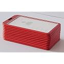 Dotpot i Cards-Natural Hard Metal (Aluminum Alloy) ID Card Holder/Badge with Scratch Guard for Office ID Card (Vertical) (Red) Pack of 3
