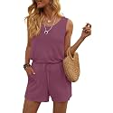 DouBCQ Womens Summer Casual Sleeveless Loose Jumpsuits Romper with Pockets