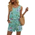 DouBCQ Womens Summer Casual Sleeveless Loose Jumpsuits Romper with Pockets