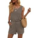 DouBCQ Womens Summer Casual Sleeveless Loose Jumpsuits Romper with Pockets