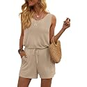 DouBCQ Womens Summer Casual Sleeveless Loose Jumpsuits Romper with Pockets