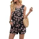 DouBCQ Womens Summer Casual Sleeveless Loose Jumpsuits Romper with Pockets