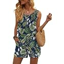DouBCQ Womens Summer Casual Sleeveless Loose Jumpsuits Romper with Pockets