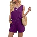 DouBCQ Womens Summer Casual Sleeveless Loose Jumpsuits Romper with Pockets