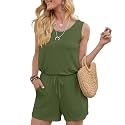DouBCQ Womens Summer Casual Sleeveless Loose Jumpsuits Romper with Pockets