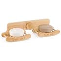 Double Bamboo Soap Holder for Shower, Self Draining
