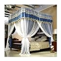 Double Bed Canopy Mosquito Net, 4 Corner Post European Bed Curtain with Bracket, Girl's Room Princess Room Bedroom Decor
