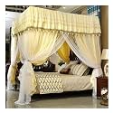 Double Bed Canopy Mosquito Net, 4 Corner Post European Bed Curtain with Bracket, Girl's Room Princess Room Bedroom Decor