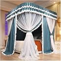Double Bed Canopy Mosquito Net, Decorative Bed Curtain for Girls' Princess Room Bedroom with Metal Support (Blue 180X200X210CM)