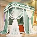 Double Bed Canopy Mosquito Net, Decorative Bed Curtain for Girls' Princess Room Bedroom with Metal Support (Green 180X220X210CM)