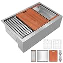 Double Bowl Farmhouse Kitchen Sinks 36 Inch, T304 Stainless Steel Farm Sink