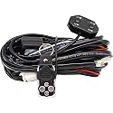 Double Color/High Low Beam Wiring Harness Kit with Remote Control DC12V Maximum 300W 40A LED Lights Wiring Harness Switch Relay 14AWG Core Cable Harness for Car Fog Lights Work Driving Lights Bar