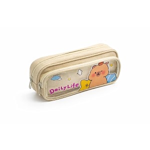 double compartment pencil pouch for kids large capacity cute cartoon pencil case with zipper water resistant oxford fabric school stationery organizer for boys amp girls