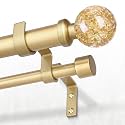 Double Curtain Rod 36-153 Inch, Adjustable Crystal Dual Rod, Gold