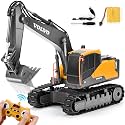 Double E Volvo Licensed Remote Control Excavator Toy, 2.4GHz All‑Terrain Sand-Ready Construction Vehicle with 360° Spin & 330° Cab Rotation, Rechargeable, Dig & Unload, STEM Birthday Gift for Kids 3+