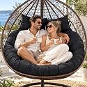 Double Egg Chair Cushion, 55 x 35 Inch, Extra Thick, Waterproof