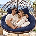 Double Egg Chair Cushion, 55 x 35 Inch, Extra Thick, Waterproof