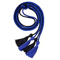 Double Graduation Honor Cords - Royal Blue and Black,68" Long