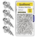 Double-Headed Wall Screw Anchors Picture Hooks - Heavy Duty Bear Claw Hanger Screws Holds Upto 30 Lbs. - Drywall Screw/Anchor for D-Rings/Wire/Keyholes - Hang Pictures/Mirrors and More (100 Pack)