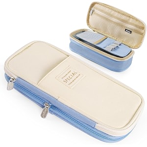 double layer 3d cute pencil case aesthetic pencil case for girls large capacity pen pencil pouch multifunctional stationery organizer for school spacial blue