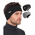 Double-Layer Ear Warmer Headband - Knit Fuzzy Lined Ear Muffs for Men Women Ear Covers for Cold Weather Running Cycling