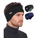 Double-Layer Ear Warmer Headband - Knit Fuzzy Lined Ear Muffs for Men Women Ear Covers for Cold Weather Running Cycling