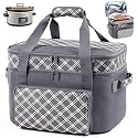 BAGSPRITE Double-Layer Slow Cooker Carrier Bag for 6-8 Quart Crock Pot Oval
