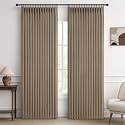 Double Layer Thick Burlap Viral Pinch Pleated Drapes 84 Inch Length 2 Panels Set for Living Room, Country Farmhouse Memory Trained Blackout Linen Curtains UV Blocking 40 x 84 Inches Tan Window Curtain
