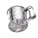 Double Layers Sieve Stainless Steel Hand-held Flour Sifter - Baking Sifter Squeeze Metal Fine Mesh Sieve Flour Sieve Cup with Handle 3cup