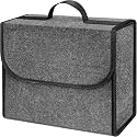 DOUBLE R BAGS Felt Car Trunk Organizer – Foldable Anti-Slip Boot Storage Bag for Cleaning Supplies, Tools &amp; Accessories (Grey, 29X30X17 cm, 1 Compartment, Pack of 1)
