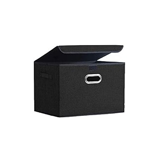 double r bags collapsible storage box with lid black 43x30x30 cm  large odorless oxford fabric storage organizer cube with metal handles for office bedroom closet amp kids toys pack of 1