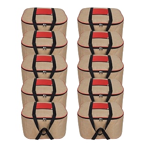 double r bags jute storage bag organizer with front zipper pocket strong handle - natural jute pack of 10