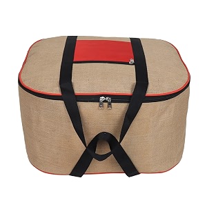 double r bags jute storage bag organizer with front zipper pocket strong handle - natural jute pack of 1