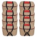 Double R Bags Jute Storage Bag Organizer With Front Zipper Pocket Strong Handle - (Natural Jute) Pack Of 8