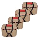 DOUBLE R BAGS Jute Storage Bag Organizer With Front Zipper Pocket Strong Handle - (Natural Jute) Pack Of 4