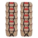 Double R Bags Jute Storage Bag Organizer With Front Zipper Pocket Strong Handle - (Natural Jute) Pack Of 10