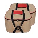 DOUBLE R BAGS Jute Storage Bag Organizer With Front Zipper Pocket Strong Handle - (Natural Jute) Pack Of 2