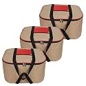 DOUBLE R BAGS Jute Storage Bag Organizer With Front Zipper Pocket Strong Handle - (Natural Jute) Pack Of 3