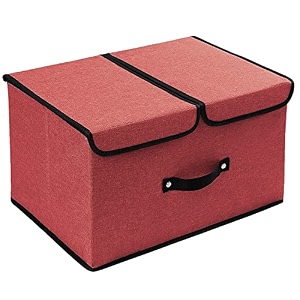 double r bags storage bins with lids large foldable storage boxes bins double lids stackable storage box basket closet organizer with handle divider for shelf office 2 red