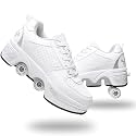 Double-Row Deform Wheel Automatic Walking Shoes Invisible Deformation Roller Skate 2 in 1 Removable Pulley Skates Skating Parkour