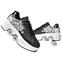 Double-Row Deform Wheel Automatic Walking Shoes Invisible Deformation Roller Skate 2 in 1 Removable Pulley Skates Skating Parkour