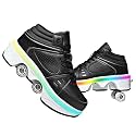 Double-Row Deform Wheel Automatic Walking Shoes Invisible Deformation Roller Skate 2 in 1 Removable Pulley Skates Skating Parkour