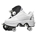 Double-Row Deform Wheel Automatic Walking Shoes Invisible Deformation Roller Skate 2 in 1 Removable Pulley Skates Skating Parkour