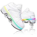 Double-Row Deform Wheel Automatic Walking Shoes Invisible Deformation Roller Skate 2 in 1 Removable Pulley Skates Skating Parkour