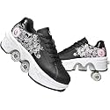 Double-Row Deform Wheel Automatic Walking Shoes Invisible Deformation Roller Skate 2 in 1 Removable Pulley Skates Skating Parkour