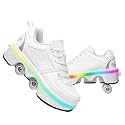 Double-Row Deform Wheel Automatic Walking Shoes Invisible Deformation Roller Skate 2 in 1 Removable Pulley Skates Skating Parkour